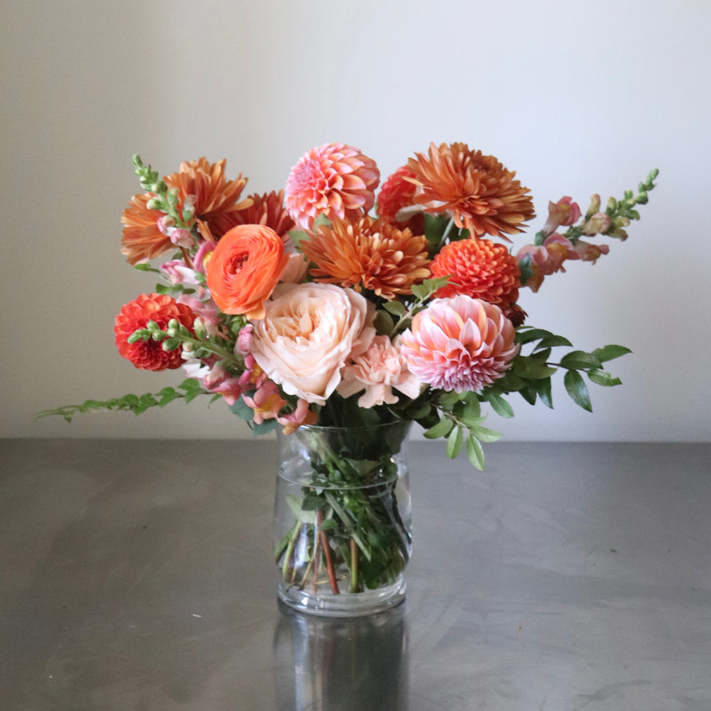 Florist's Choice Pinks, Peaches and Oranges in Vase