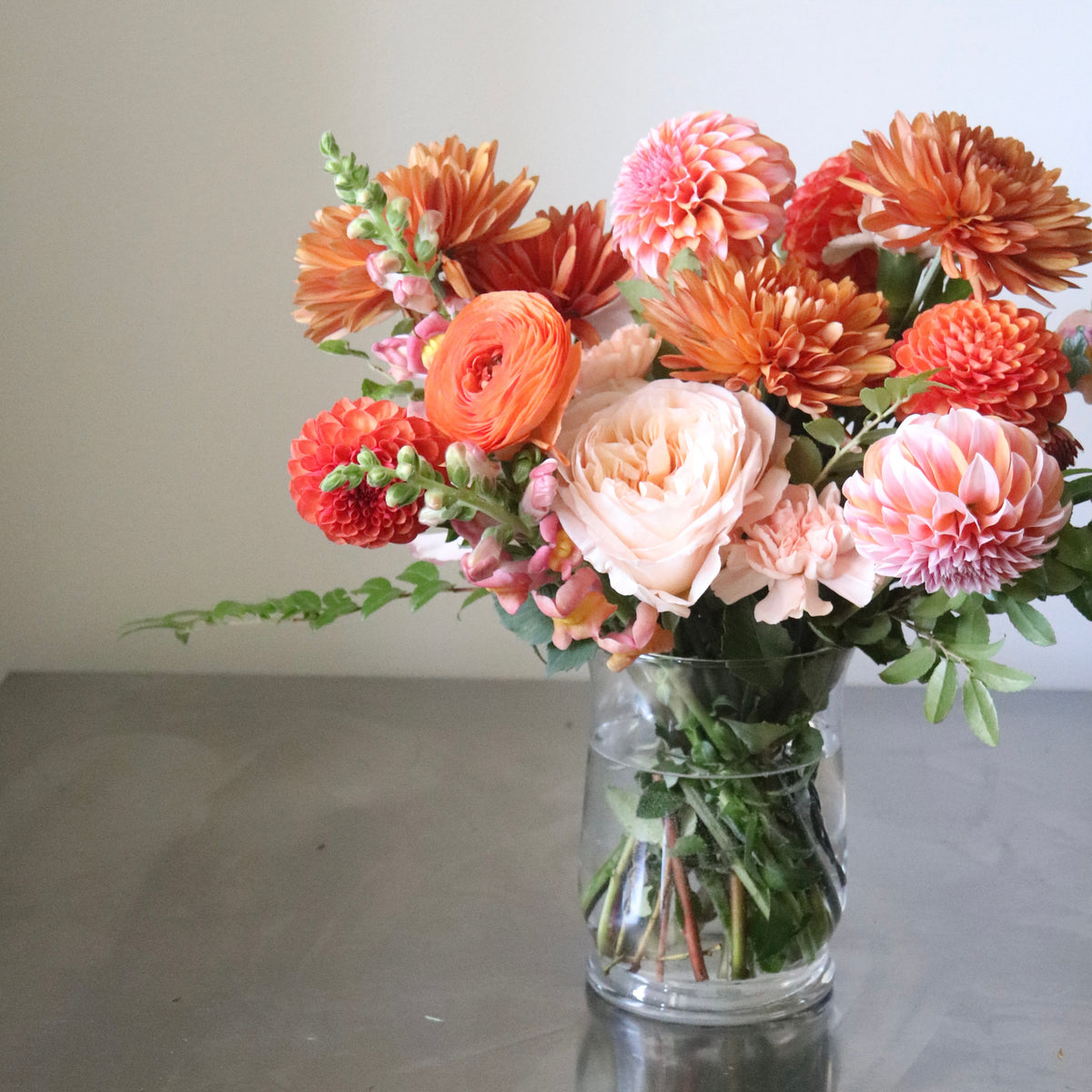 Florist's Choice Pinks, Peaches and Oranges in Vase